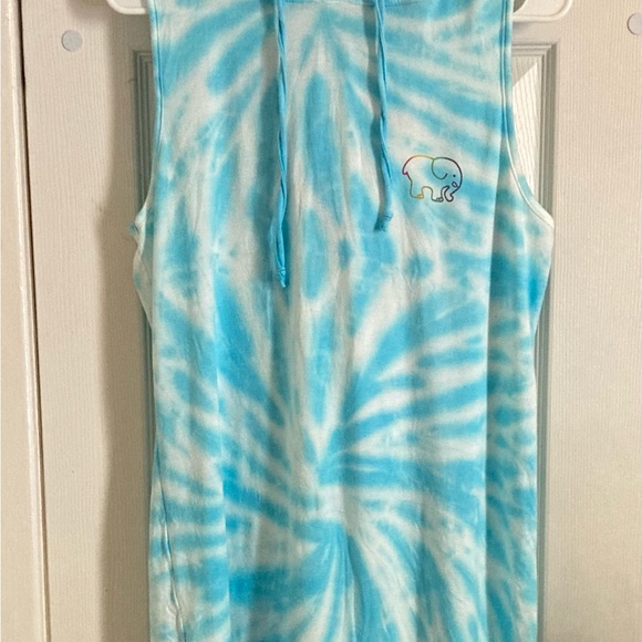 Pre-owned Ivory Ella  LAND & SKY SWIRL TIE DYE OVERSIZED Tank top L - Picture 2 of 11